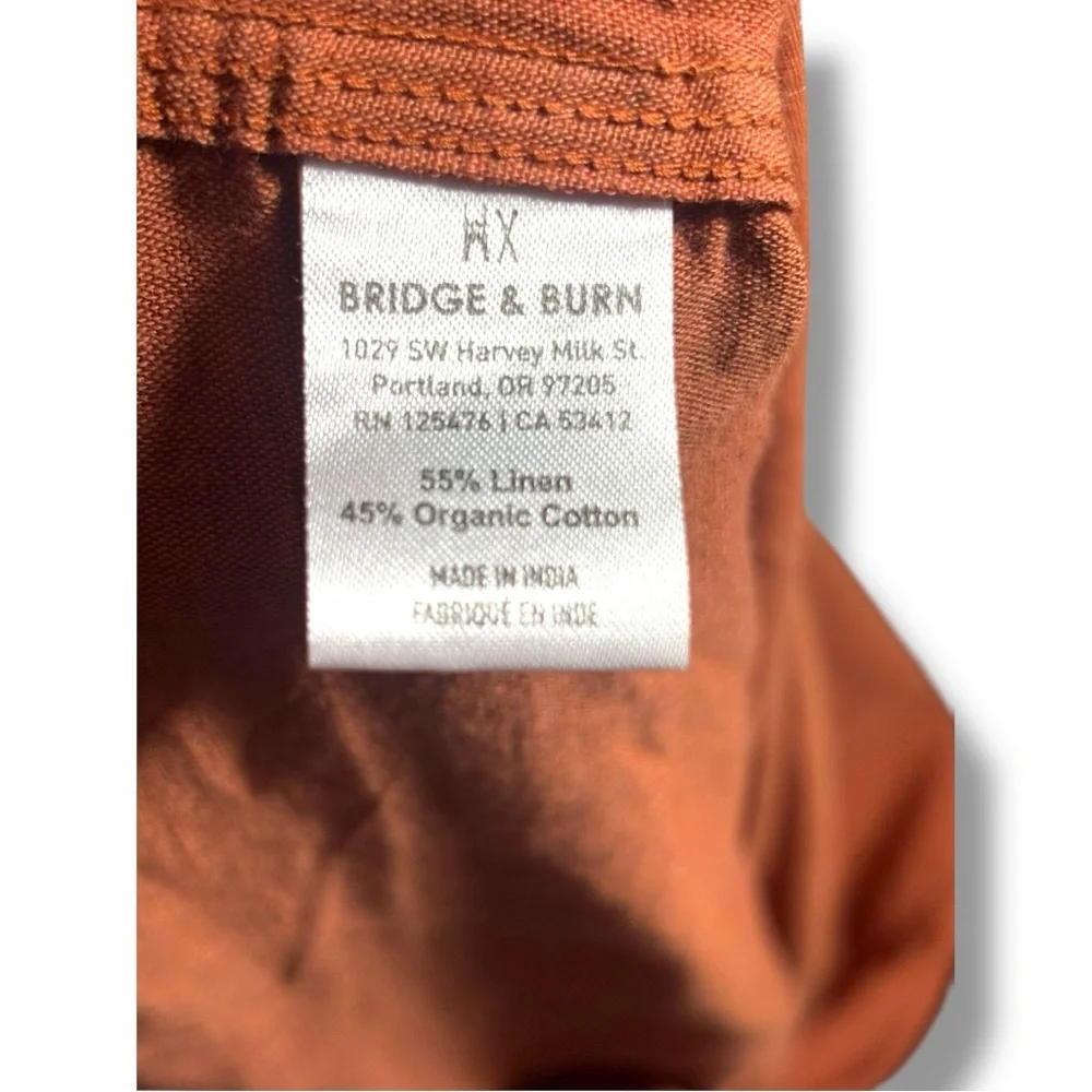 Bridge & Burn Casual Rusty Orange Loose Fit Long Sleeve Collared Button-Up Shirt - Picture 9 of 15